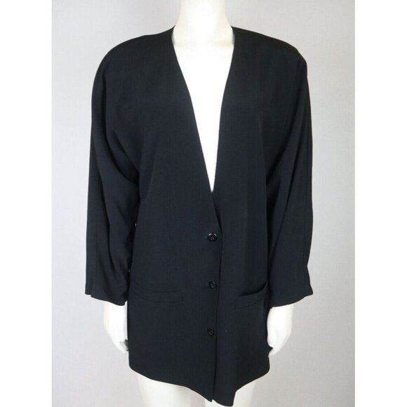 LIZ CLAIBORNE - WOMEN'S VINTAGE BLACK OVERSIZED BLAZER JACKET - SIZE 8 - Picture 1 of 8